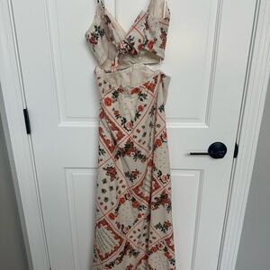 Abercrombie & Fitch One Shoulder Dress in Cream and Red